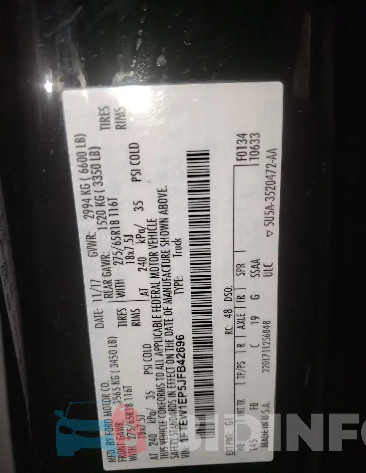 1FTEW1EP5JFB42696 Photo# 12