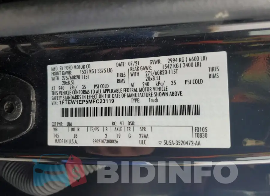 1FTEW1EP5MFC23119 Photo# 12