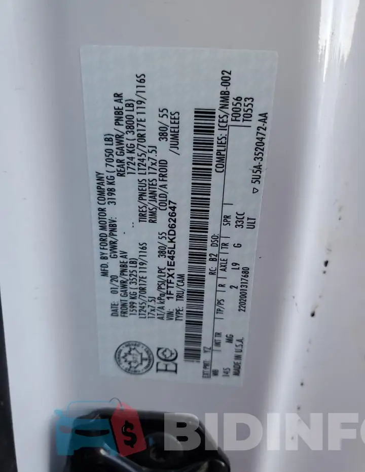 1FTFX1E45LKD62647 Photo# 12