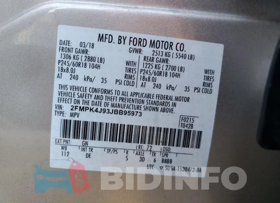 2FMPK4J93JBB95973 Photo# 13
