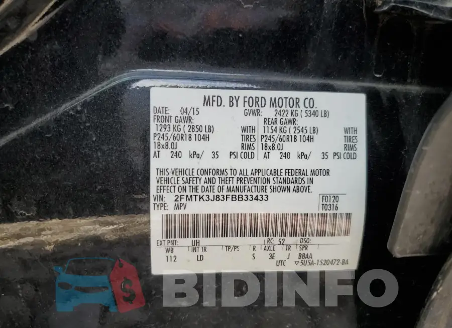 2FMTK3J83FBB33433 Photo# 13