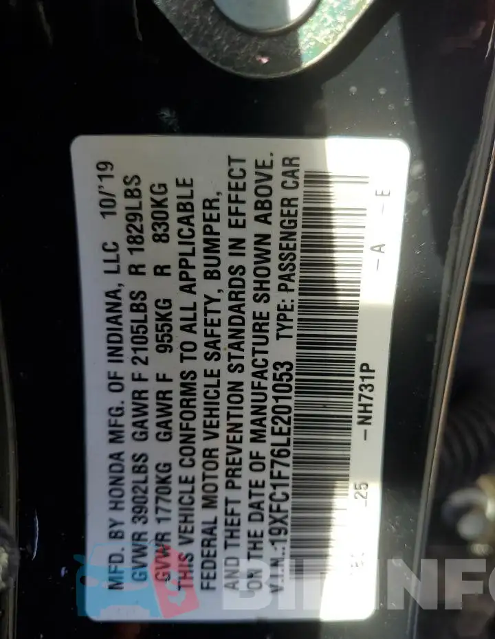 19XFC1F76LE201053 Photo# 12