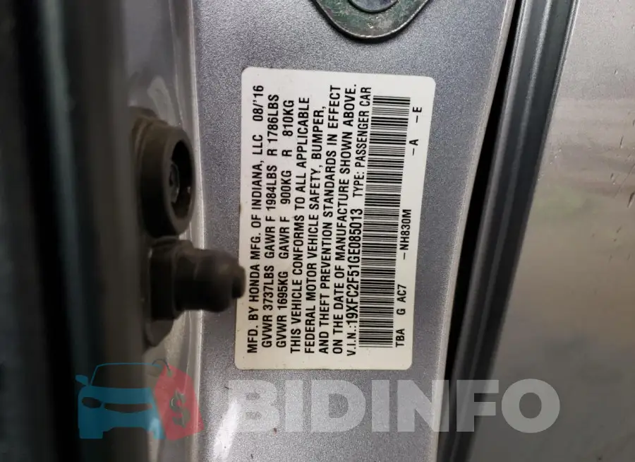 19XFC2F51GE085013 Photo# 12