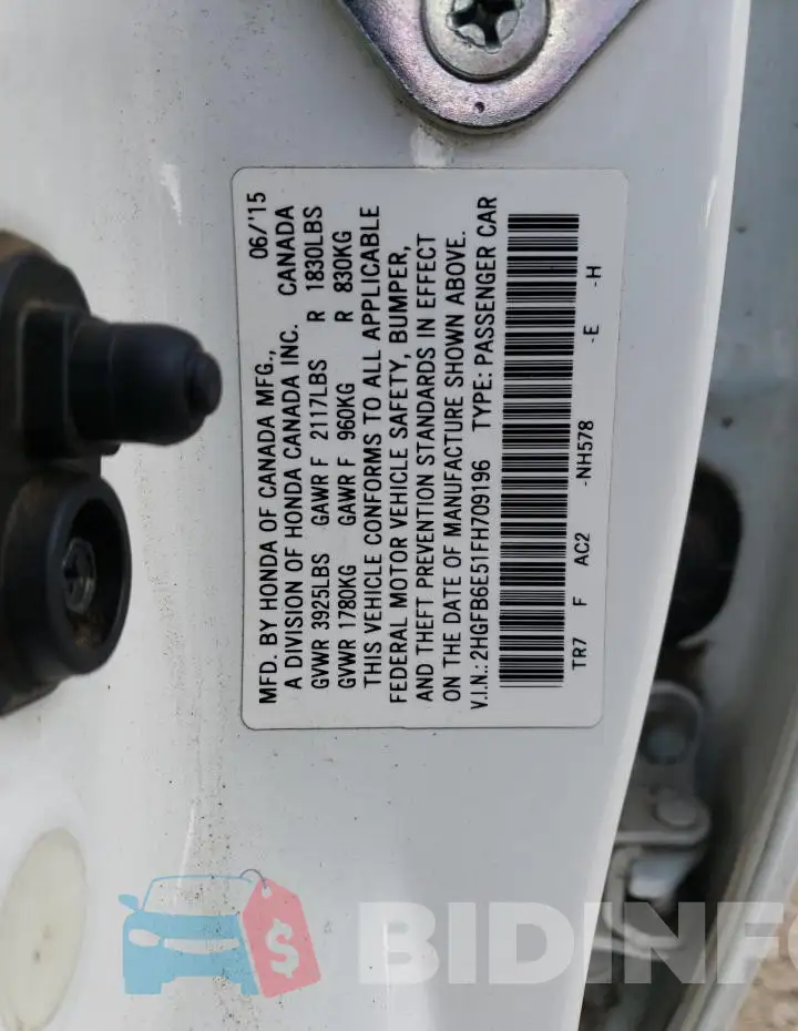 2HGFB6E51FH709196 Photo# 12