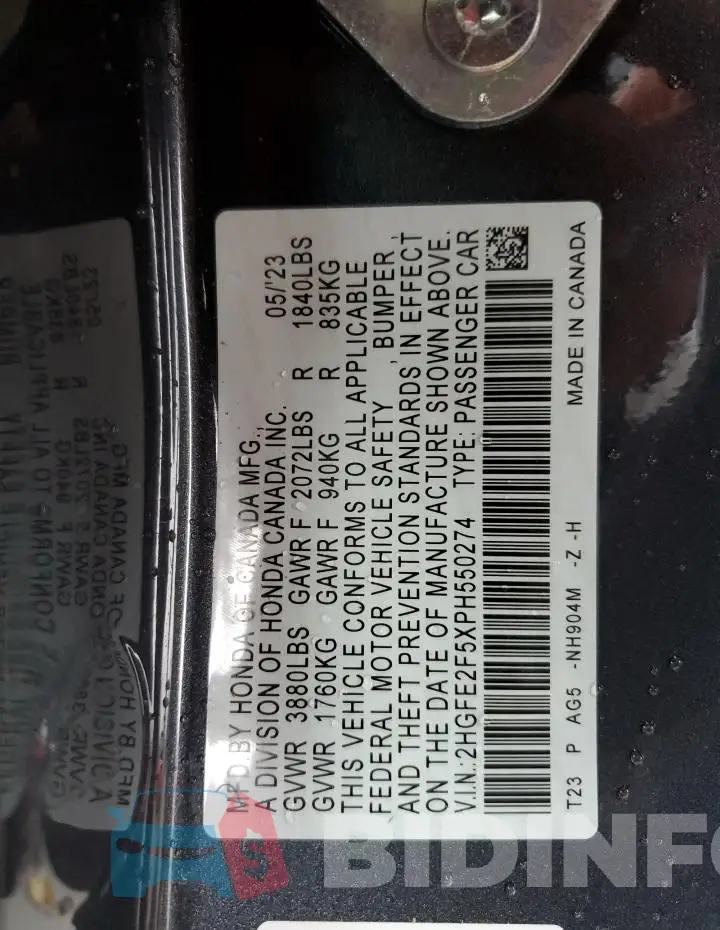 2HGFE2F5XPH550274 Photo# 13