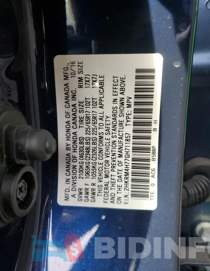 2HKRM4H77GH711857 Photo# 12