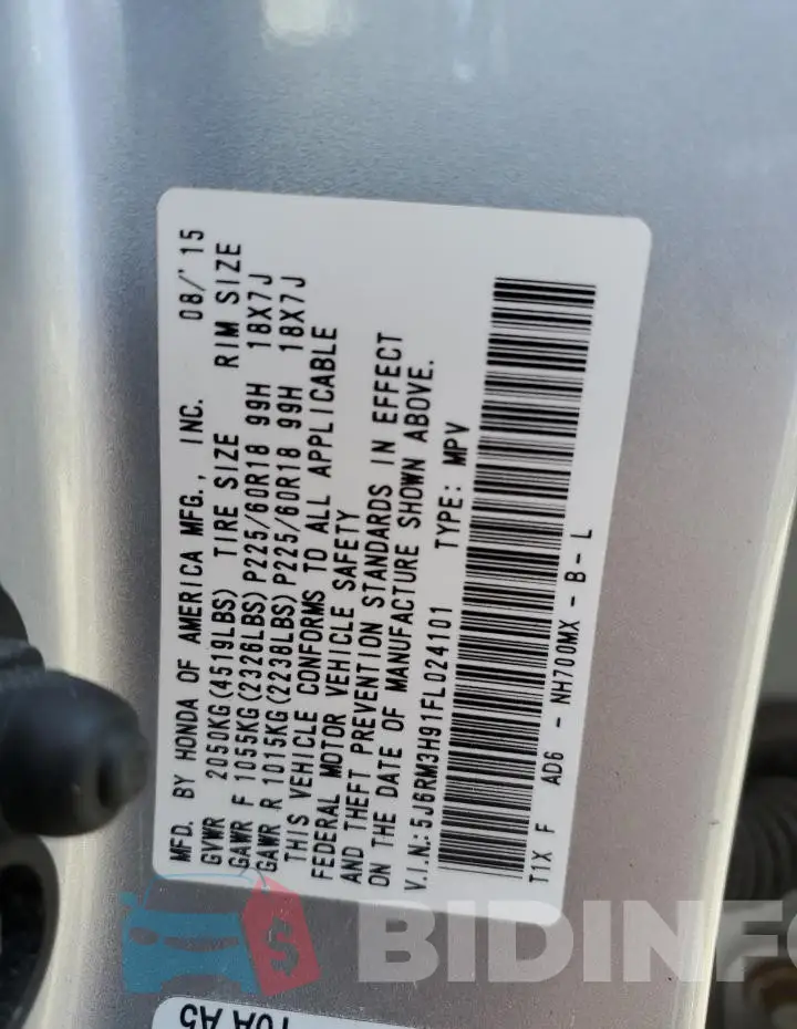 5J6RM3H91FL024101 Photo# 13