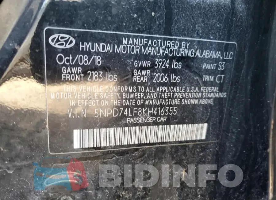 5NPD74LF8KH416355 Photo# 13
