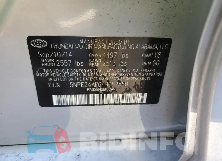 5NPE24AF6FH082550 Photo# 12