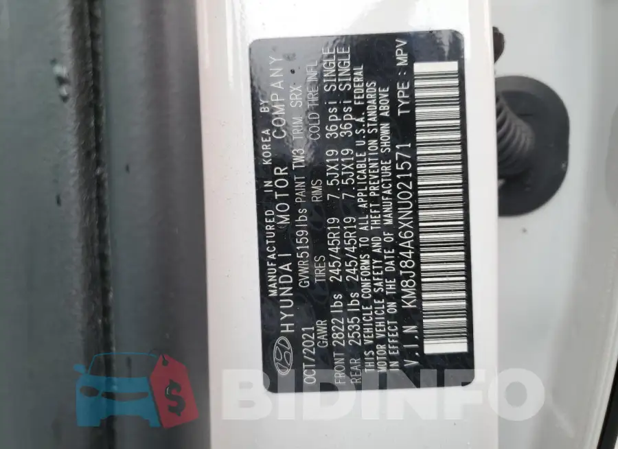 KM8J84A6XNU021571 Photo# 14