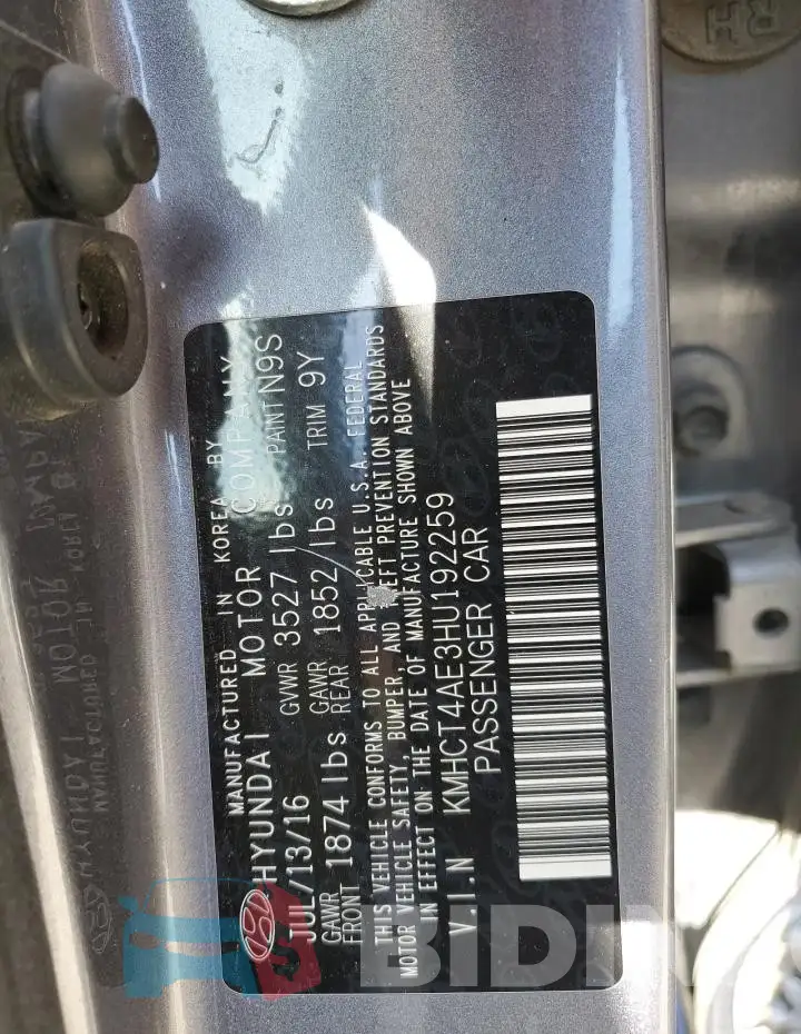 KMHCT4AE3HU192259 Photo# 12