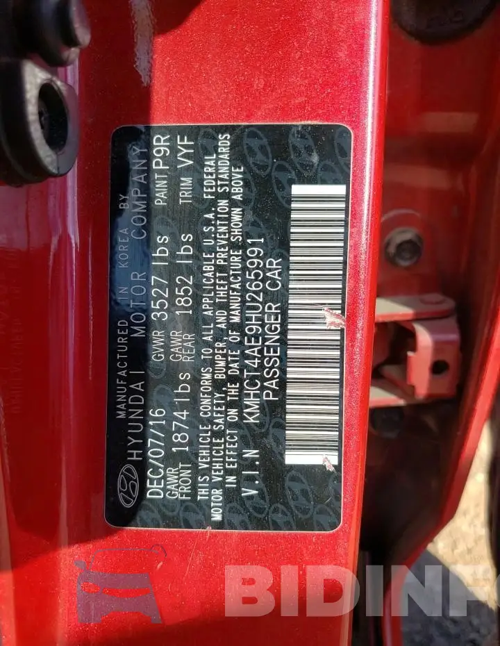 KMHCT4AE9HU265991 Photo# 13
