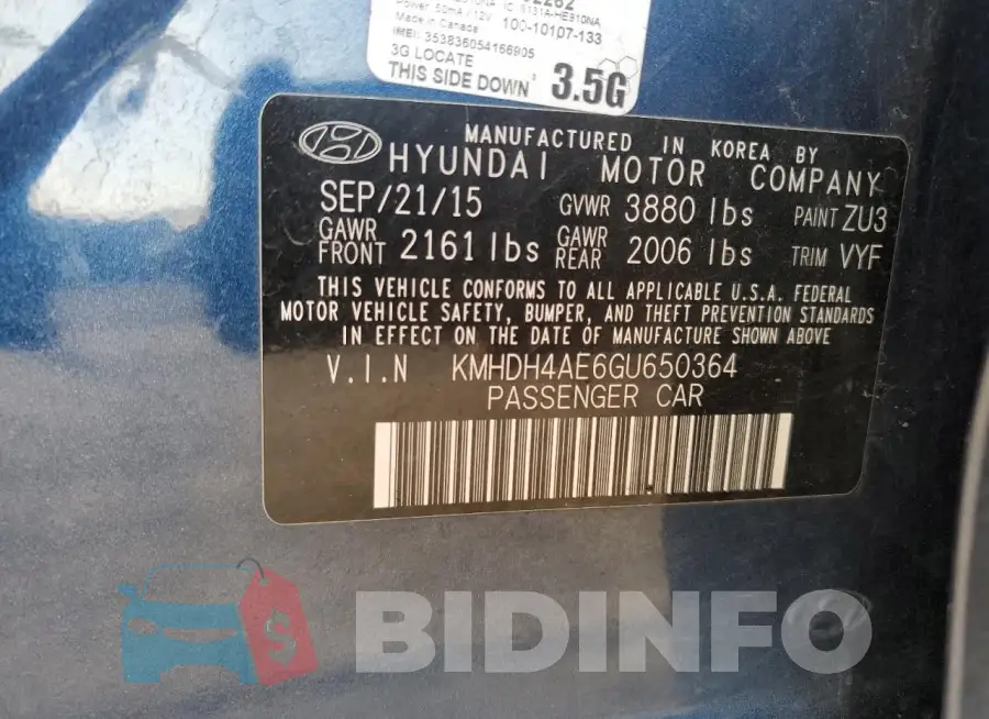 KMHDH4AE6GU650364 Photo# 12