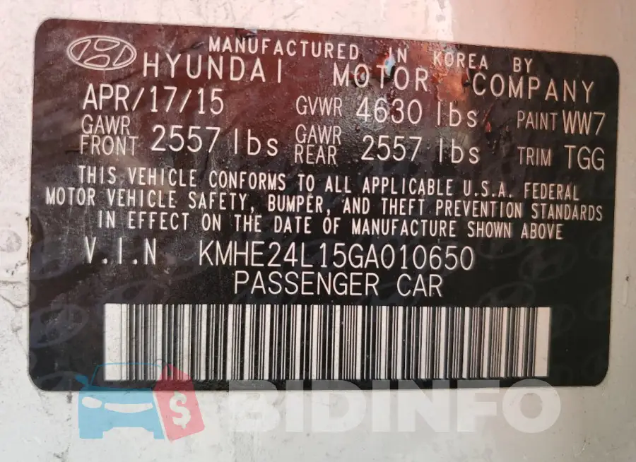 KMHE24L15GA010650 Photo# 13