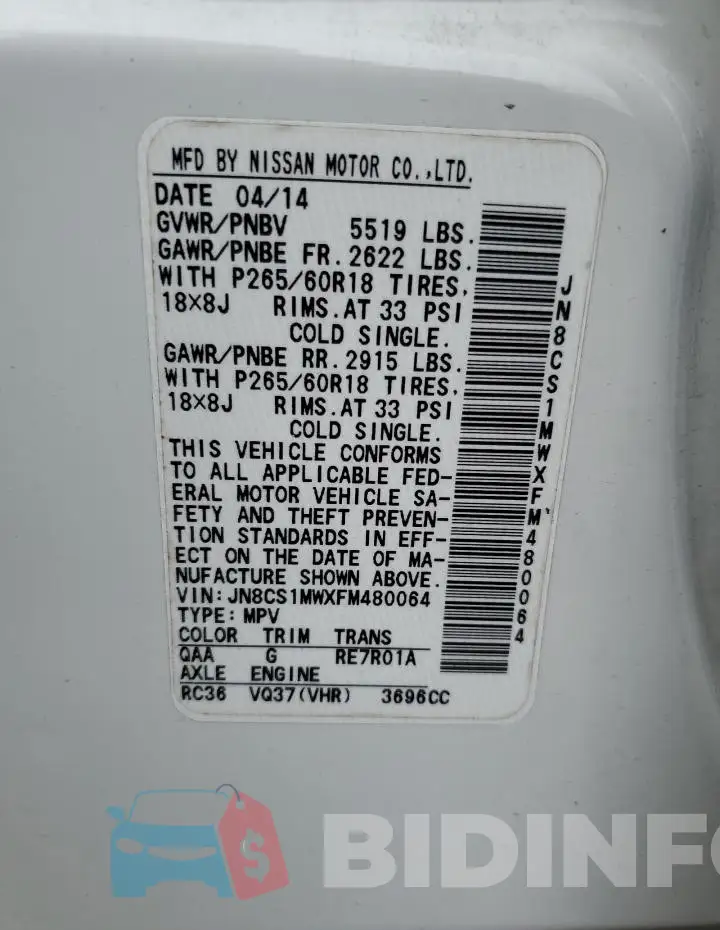 JN8CS1MWXFM480064 Photo# 12