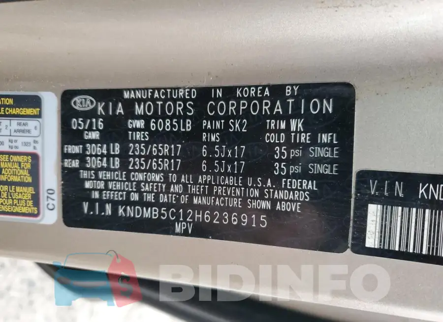 KNDMB5C12H6236915 Photo# 13