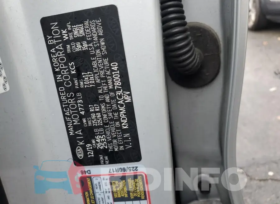KNDPMCAC3L7800140 Photo# 12