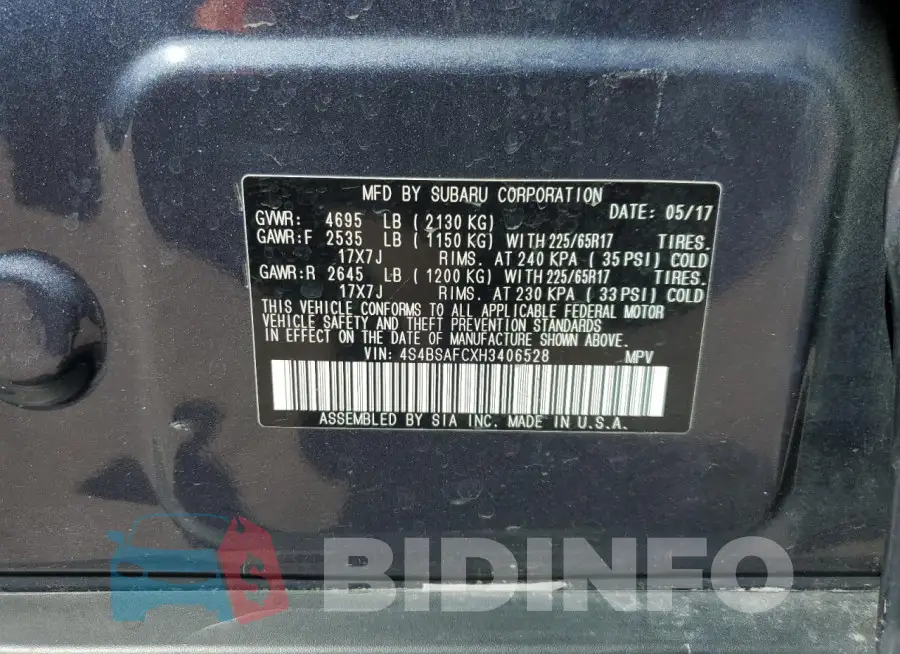 4S4BSAFCXH3406528 Photo# 12