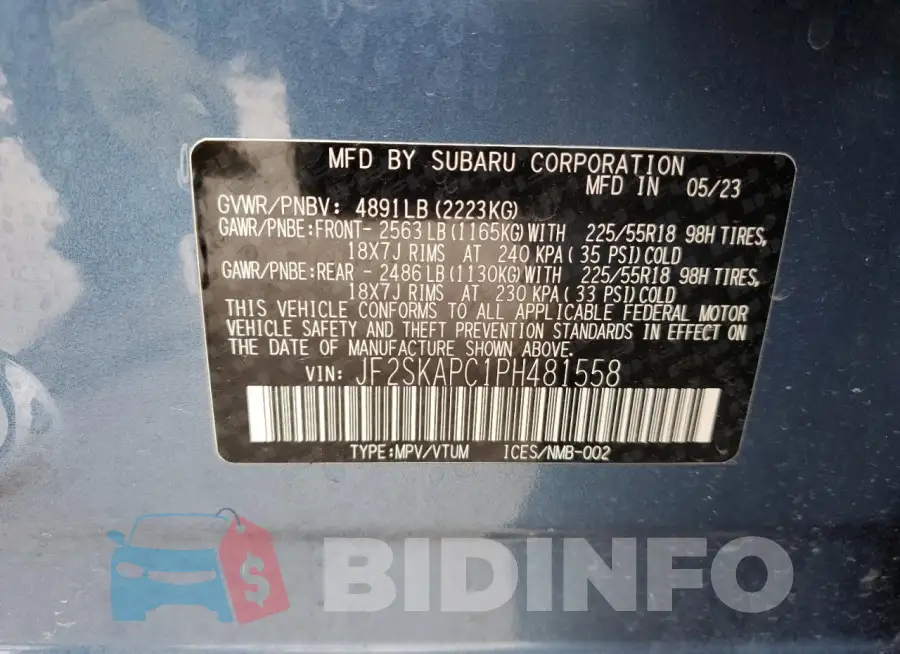 JF2SKAPC1PH481558 Photo# 13