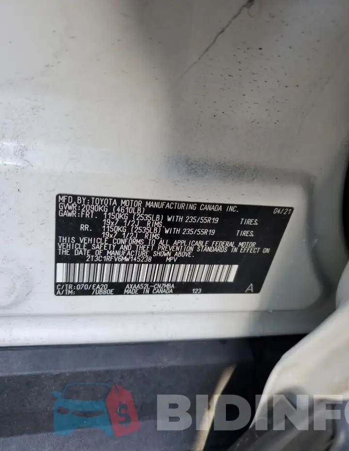 2T3C1RFV6MW145238 Photo# 12