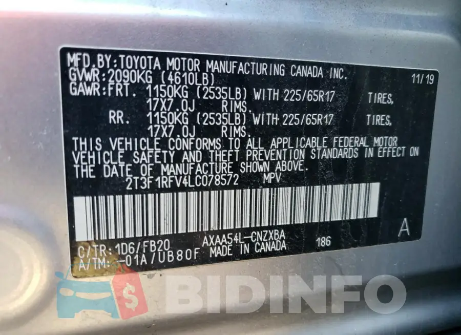 2T3F1RFV4LC078572 Photo# 12