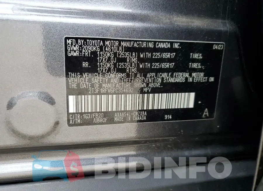 2T3F1RFV6PC354692 Photo# 13