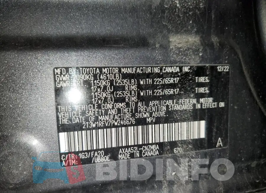 2T3W1RFV7PW246676 Photo# 13