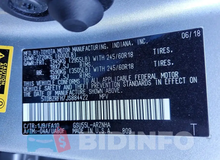 5TDBZRFH7JS884422 Photo# 12