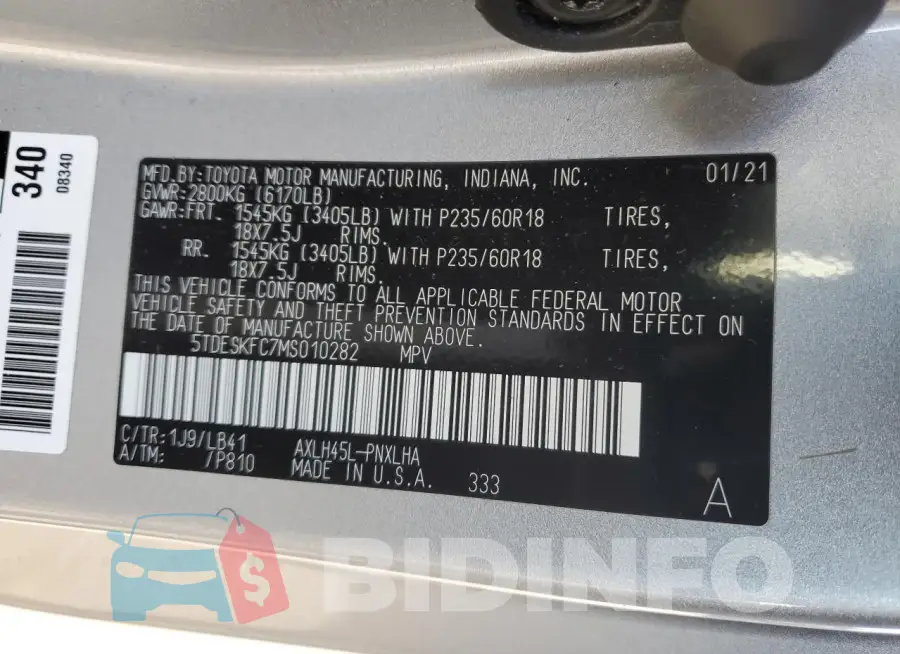 5TDESKFC7MS010282 Photo# 14