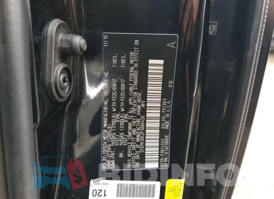 5TDYK3DC2FS684428 Photo# 12