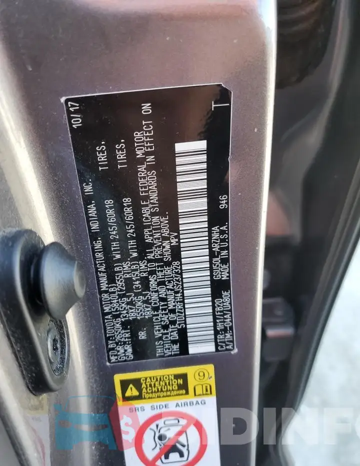 5TDZZRFH4JS237328 Photo# 12