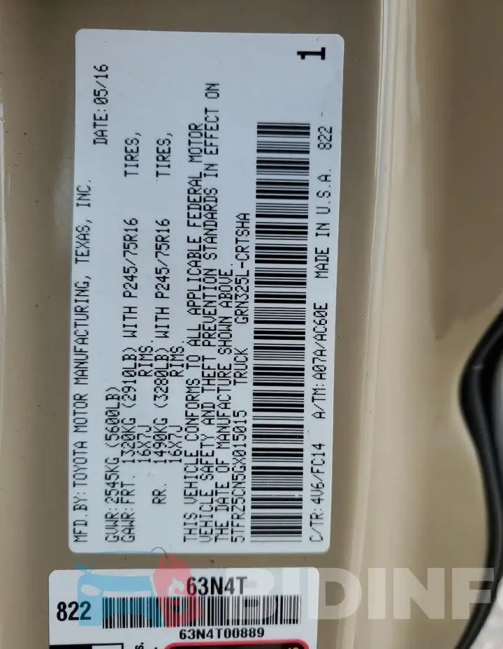 5TFRZ5CN5GX015015 Photo# 13