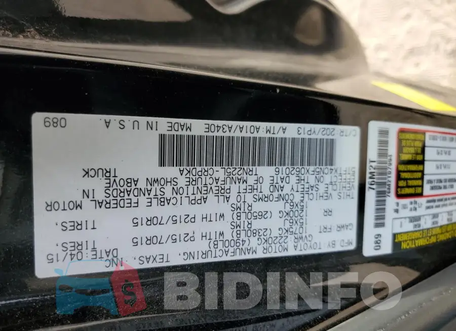 5TFTX4CN5FX062016 Photo# 12