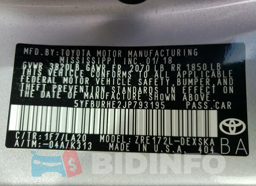 5YFBURHE2JP793195 Photo# 12