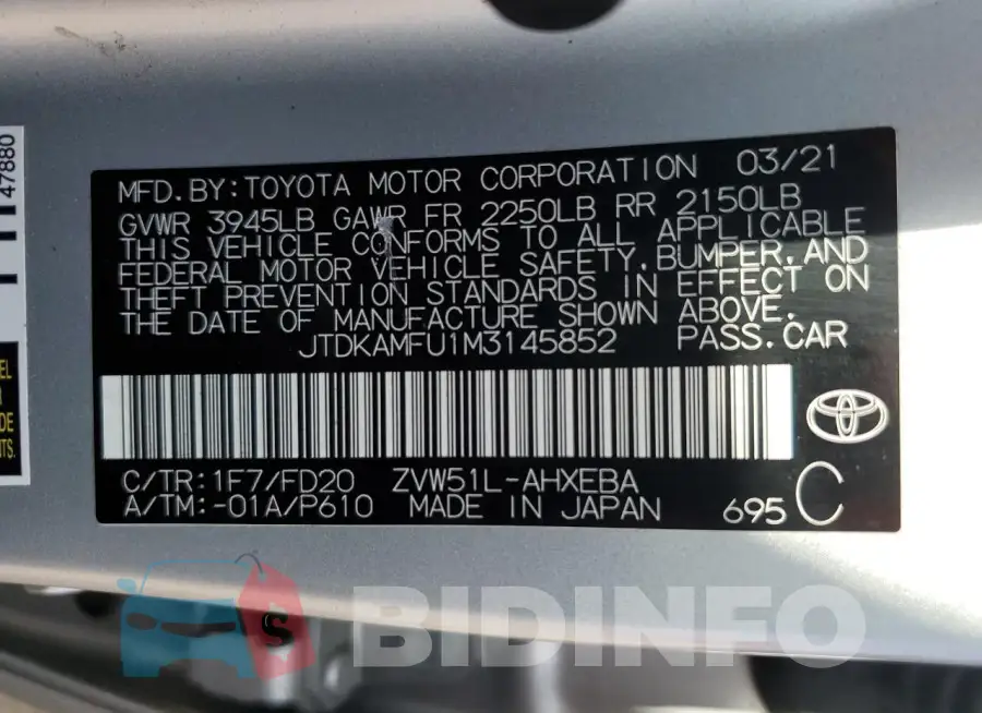 JTDKAMFU1M3145852 Photo# 12