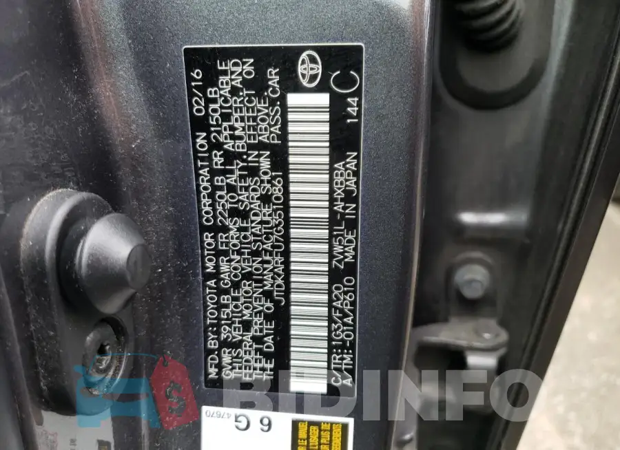 JTDKARFU7G3510861 Photo# 12