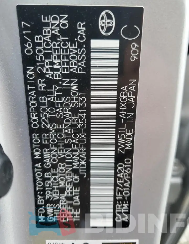JTDKARFUXH3541331 Photo# 12