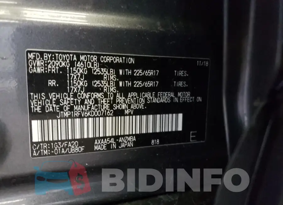 JTMP1RFV6KD007162 Photo# 12