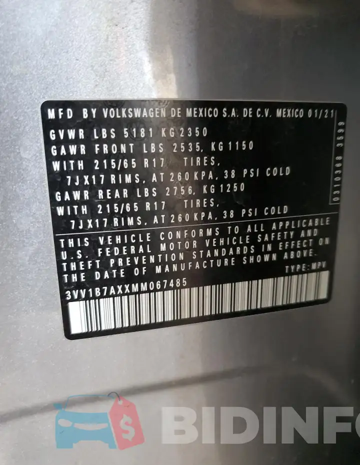 3VV1B7AXXMM067485 Photo# 13
