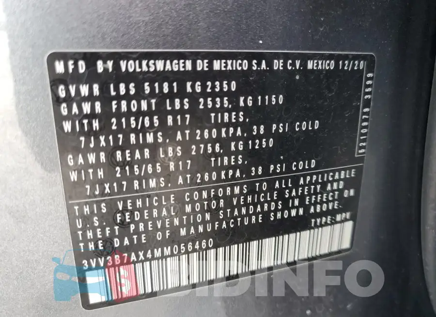 3VV3B7AX4MM056460 Photo# 14