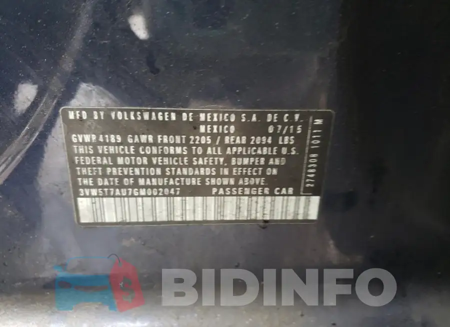 3VW5T7AU7GM002047 Photo# 12