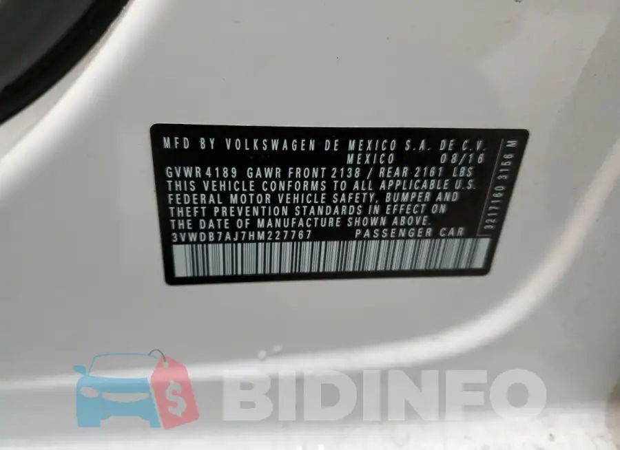 3VWDB7AJ7HM227767 Photo# 13