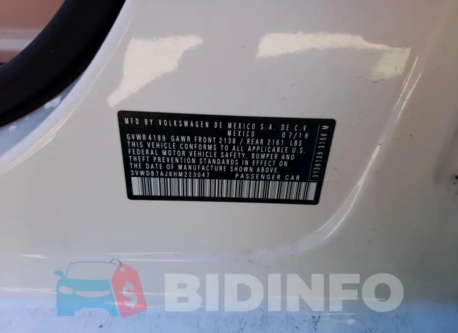 3VWDB7AJ8HM223047 Photo# 13