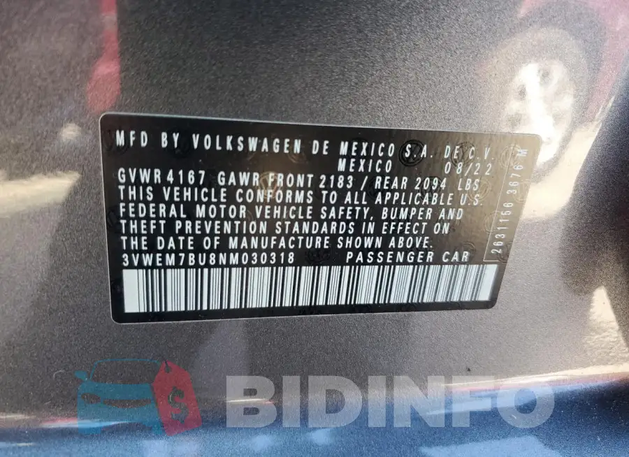 3VWEM7BU8NM030318 Photo# 13