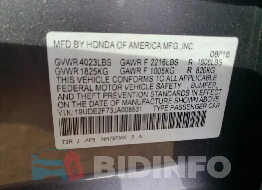 19UDE2F73JA008531 Photo# 12