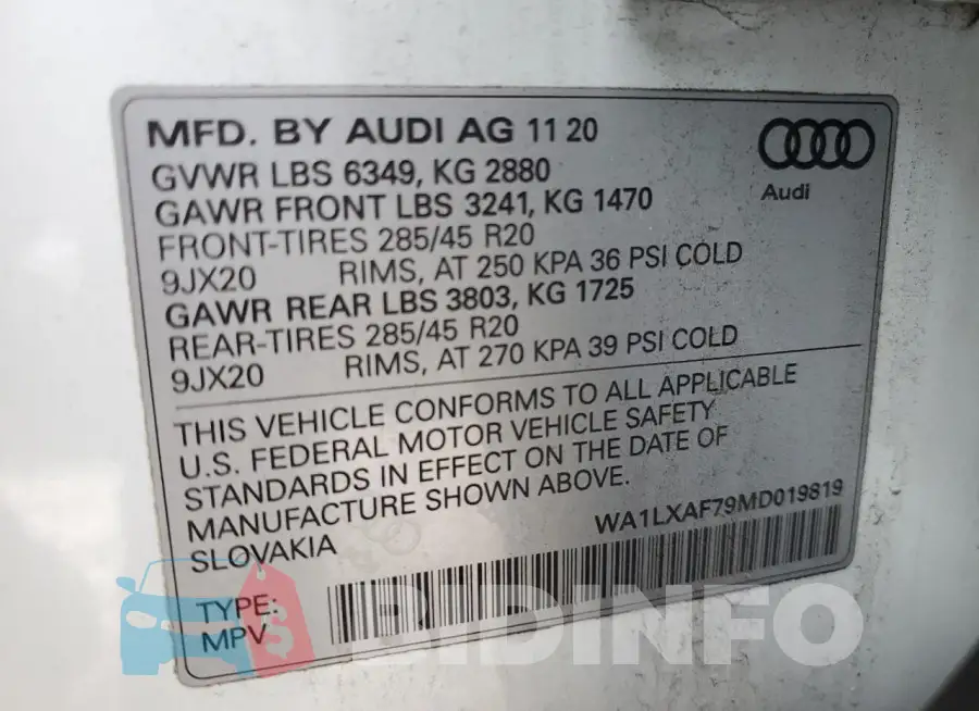 WA1LXAF79MD019819 Photo# 13