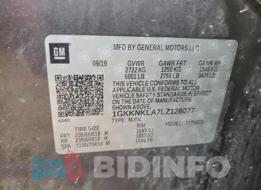 1GKKNKLA7LZ126077 Photo# 13