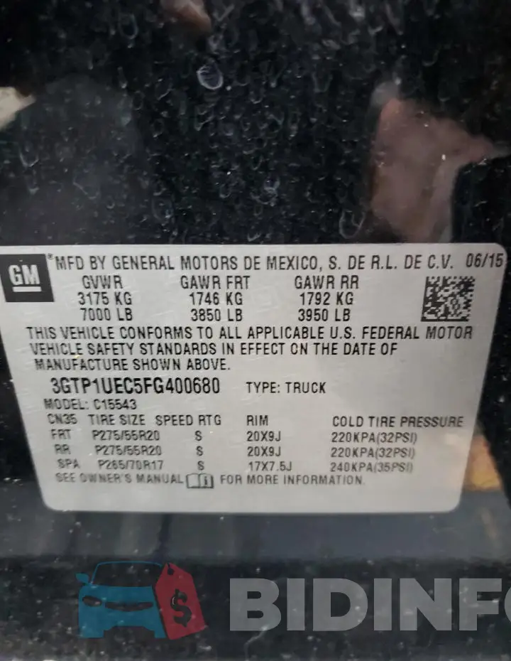 3GTP1UEC5FG400680 Photo# 12
