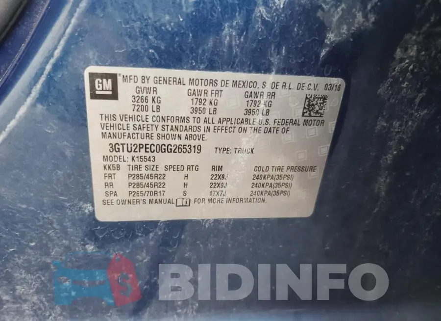 3GTU2PEC0GG265319 Photo# 12