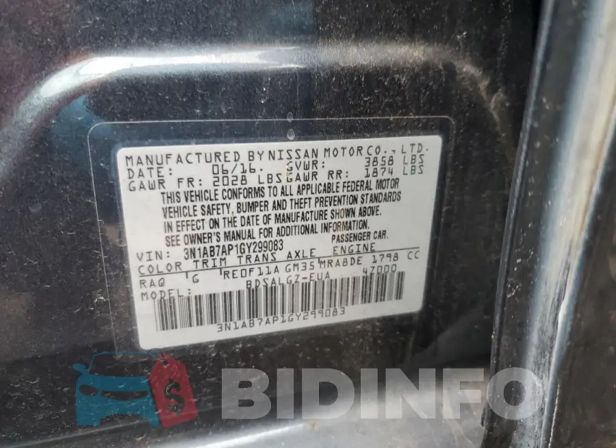 3N1AB7AP1GY299083 Photo# 12